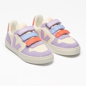 Veja small V-10 Leather Sneaker, cashew multi-color orchid sz 11 toddler 28 eur